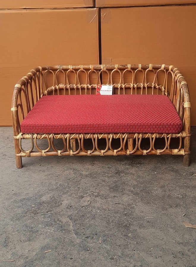 HM SERVICES Bamboo Cane PET Bed for Dogs and Cats with 3 Inches Comfortable Foam Designer Bed for Dog/Cat,Brown - Image 2
